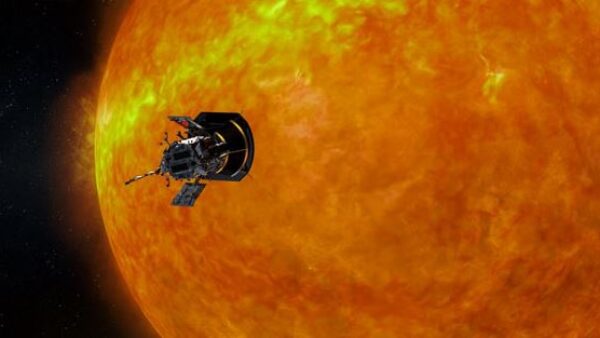 NASA’s Parker Solar Probe approaching the Sun. Image credit: Johns Hopkins University Applied Physics Laboratory.